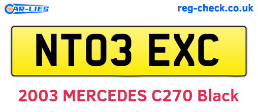 NT03EXC are the vehicle registration plates.