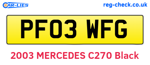 PF03WFG are the vehicle registration plates.