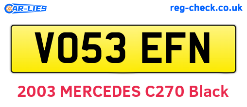 VO53EFN are the vehicle registration plates.
