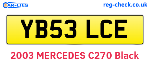 YB53LCE are the vehicle registration plates.