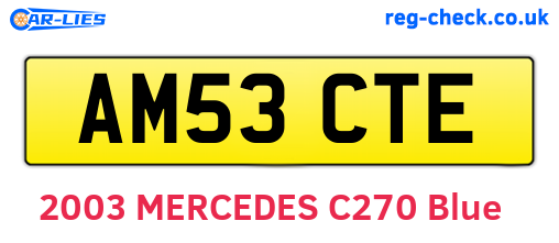 AM53CTE are the vehicle registration plates.