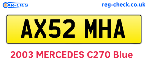 AX52MHA are the vehicle registration plates.