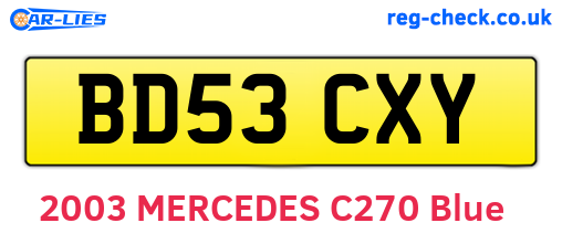 BD53CXY are the vehicle registration plates.
