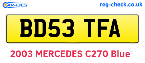 BD53TFA are the vehicle registration plates.