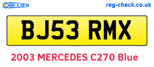 BJ53RMX are the vehicle registration plates.