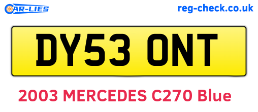 DY53ONT are the vehicle registration plates.