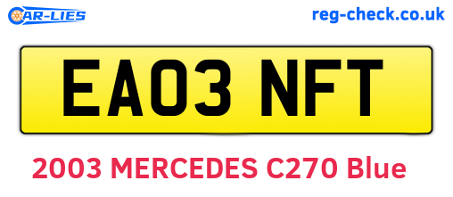 EA03NFT are the vehicle registration plates.