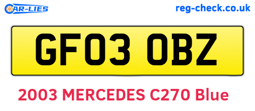 GF03OBZ are the vehicle registration plates.