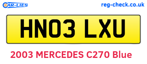 HN03LXU are the vehicle registration plates.