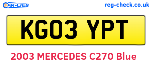 KG03YPT are the vehicle registration plates.