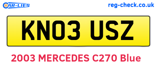 KN03USZ are the vehicle registration plates.