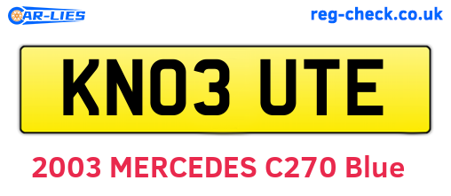 KN03UTE are the vehicle registration plates.