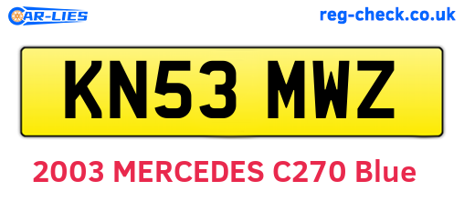 KN53MWZ are the vehicle registration plates.