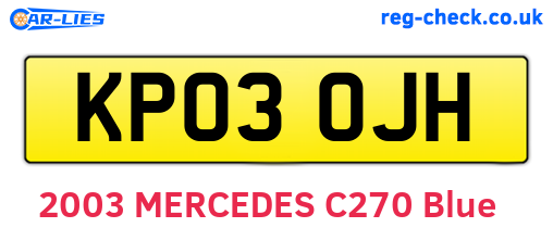 KP03OJH are the vehicle registration plates.