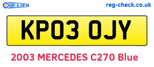KP03OJY are the vehicle registration plates.