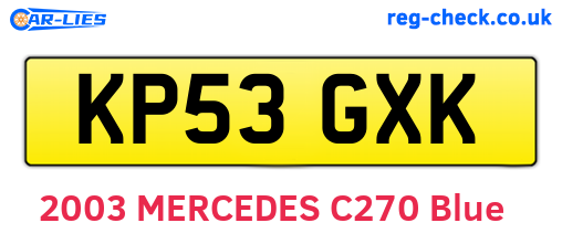 KP53GXK are the vehicle registration plates.