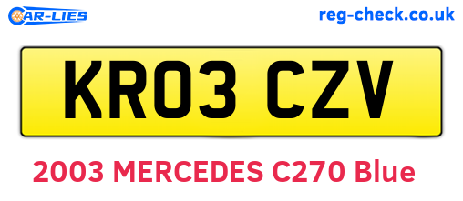 KR03CZV are the vehicle registration plates.