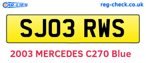 SJ03RWS are the vehicle registration plates.