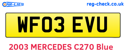 WF03EVU are the vehicle registration plates.