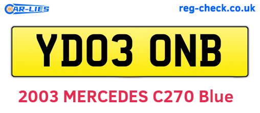YD03ONB are the vehicle registration plates.