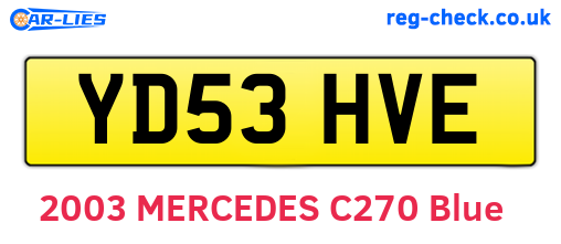 YD53HVE are the vehicle registration plates.