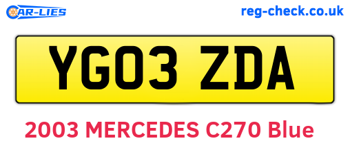 YG03ZDA are the vehicle registration plates.
