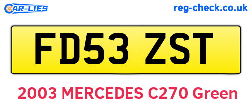 FD53ZST are the vehicle registration plates.