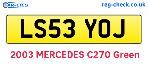 LS53YOJ are the vehicle registration plates.