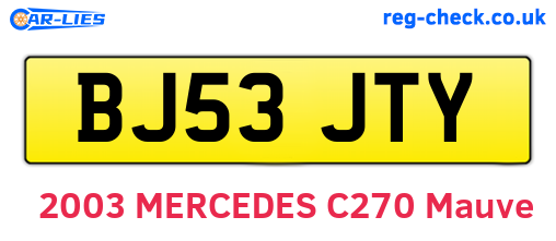 BJ53JTY are the vehicle registration plates.
