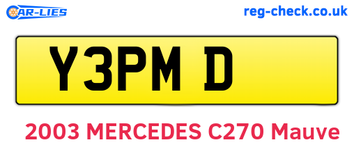Y3PMD are the vehicle registration plates.