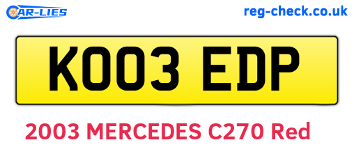 KO03EDP are the vehicle registration plates.