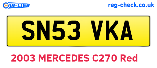 SN53VKA are the vehicle registration plates.