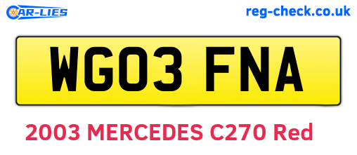 WG03FNA are the vehicle registration plates.