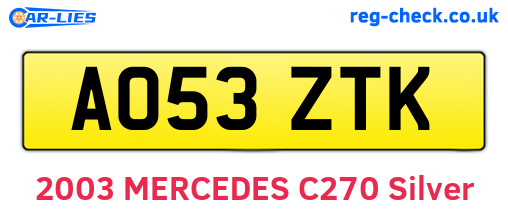 AO53ZTK are the vehicle registration plates.