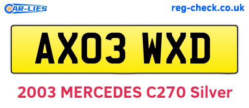 AX03WXD are the vehicle registration plates.