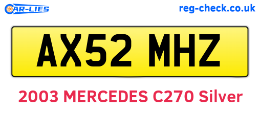 AX52MHZ are the vehicle registration plates.