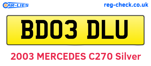 BD03DLU are the vehicle registration plates.