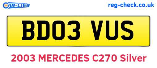 BD03VUS are the vehicle registration plates.