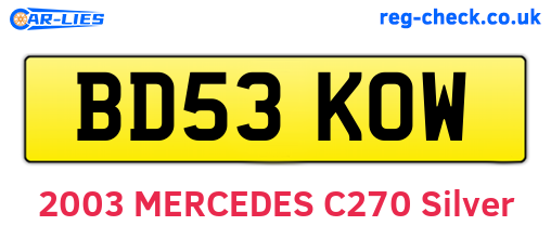 BD53KOW are the vehicle registration plates.