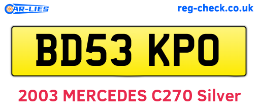 BD53KPO are the vehicle registration plates.