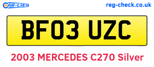 BF03UZC are the vehicle registration plates.