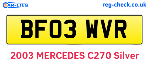 BF03WVR are the vehicle registration plates.
