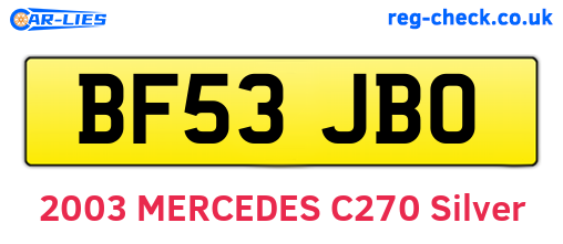 BF53JBO are the vehicle registration plates.