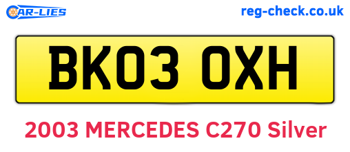 BK03OXH are the vehicle registration plates.