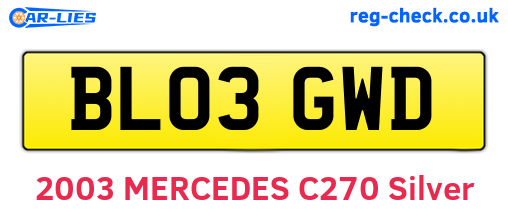 BL03GWD are the vehicle registration plates.