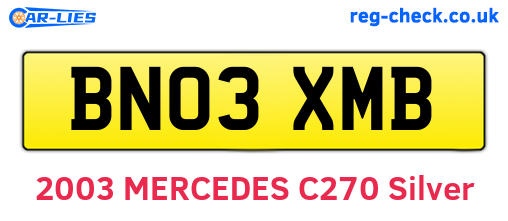 BN03XMB are the vehicle registration plates.