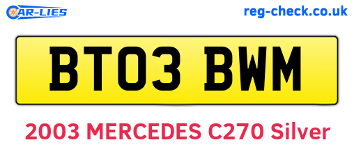 BT03BWM are the vehicle registration plates.