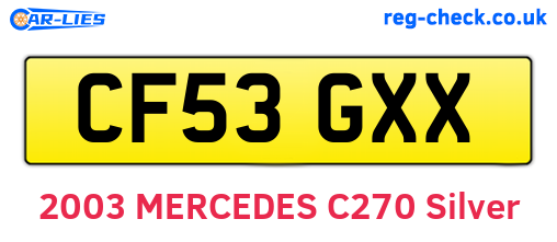 CF53GXX are the vehicle registration plates.