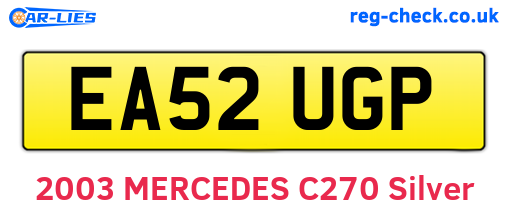EA52UGP are the vehicle registration plates.