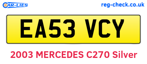 EA53VCY are the vehicle registration plates.
